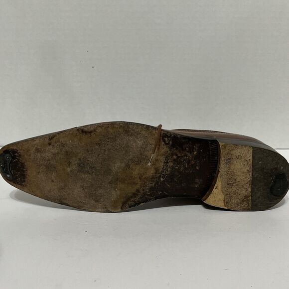 Vintage MAXIMO MIRELLA Brown Italian Wing Tip Brogues, Size 9M Made in Italy - Picture 12 of 12